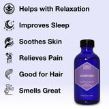 Lavender Essential Oil, Food Grade, for Drinks, Skin, Hair – 100% Pure, Lavender Oil, by Zongle Therapeutics, 4 OZ