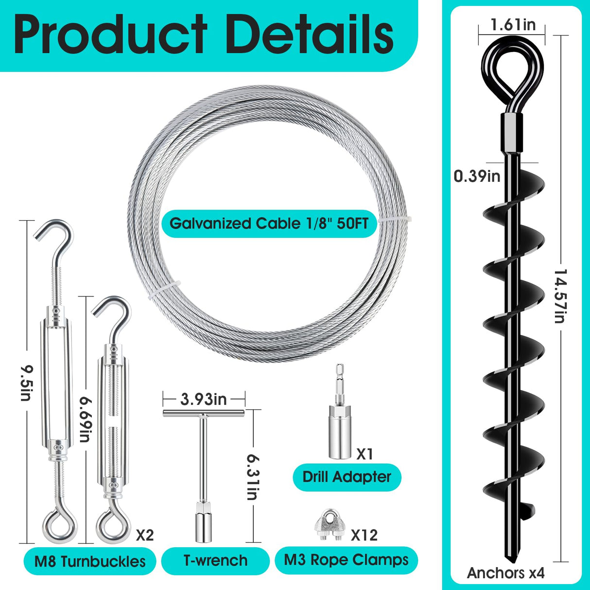 Ground Anchors Heavy Duty Shed Anchors Kit Mobile Home Anchor, 4x15in