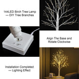 2 Pack 144 LED Artificial Tree Lamp with Timer, DIY Birch Tree with LED Lights, Lighted up Tree Lamp USB/Battery Powered, Fairy Light Spirit Tree for Table Home Bedroom Christmas (Warm White)