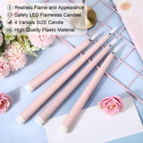 Rossesay 24 Pcs Flameless LED Taper Candles Battery Operated Candles 8.58'', 9.69'', 10.98'', 12.91'', 12.8'' Flameless Candlesticks Flickering for Halloween Christmas Church Wedding(Dusty Pink)