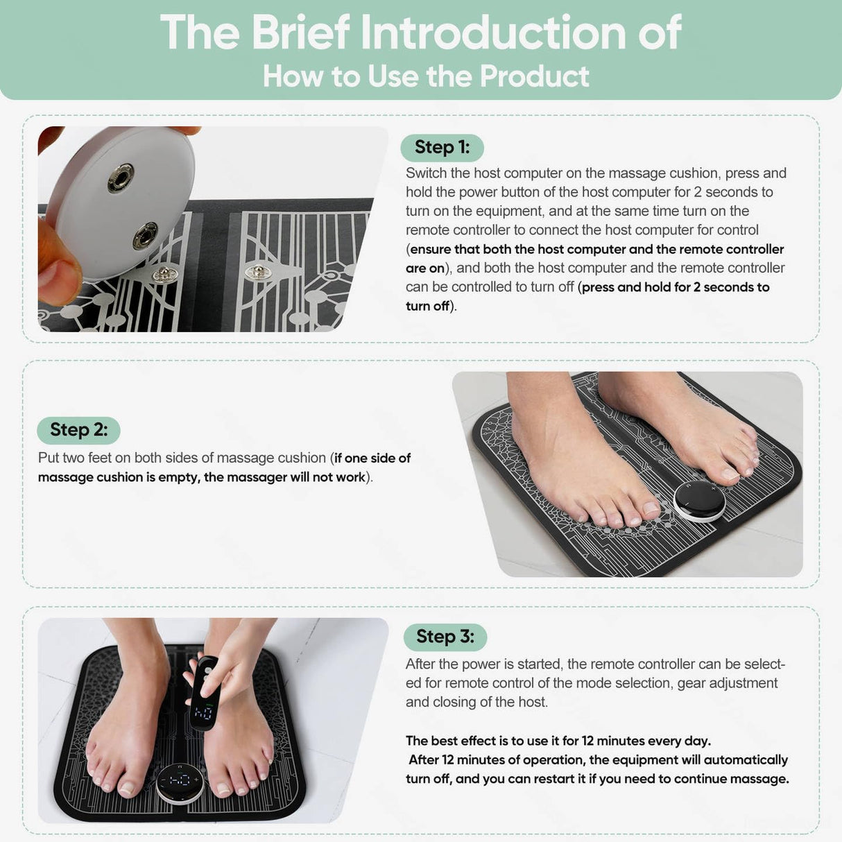 VFU EMS Foot Massager Mat,Foot Stimulator,Improve Circulation,Muscle Relaxation,Portable & Rechargeable Feet Massager Pad with 10 Modes &39 Levels FSA HSA Eligible