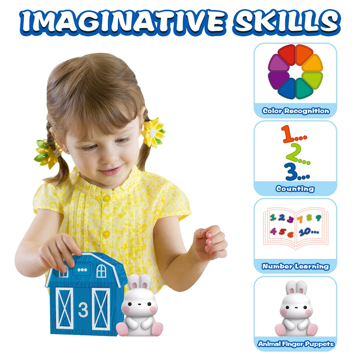 Learning Toys for 1 2 3+ Year Old Toddler,Farm Animals Barn Toy Sorting Toy