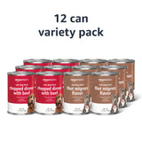 Amazon Basics Chopped Ground Dinner Wet Dog Food Variety Pack, Filet Mignon Flavor and with Beef, Made with Natural Ingredients, 13.2oz Cans (Pack of 12)