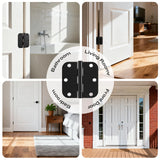 6 Pack Matte Black Door Hinges 3.5 Inch 5/8" Radius Round Ball Bearing Interior Door Hinges for Bedroom and Office No Squeak Flat Iron Hardware for Home Improvement Essentials