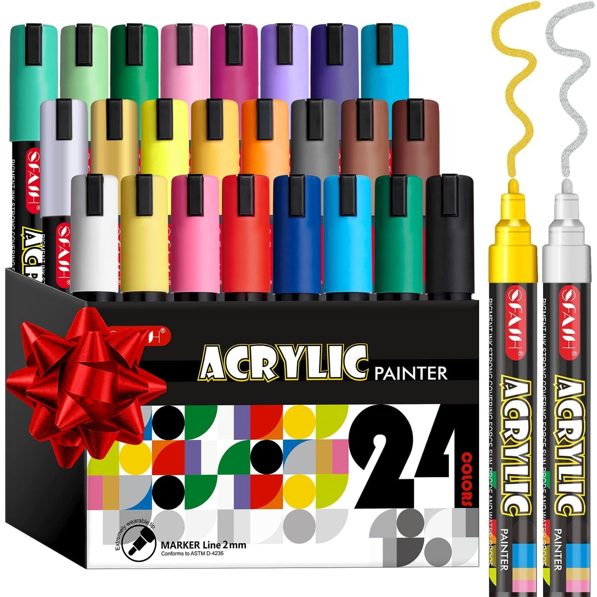 SFAIH Acrylic Creative Markers - 3mm Replaceable Nibs 24 Colors