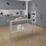 AmGood 14 in. x 60 in. Stainless Steel Work Table | Metal Kitchen Food Prep Table | NSF