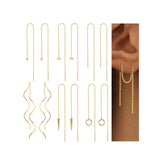 ORAZIO 6 Pairs Stainless Steel Chain Tassel Earrings for Women, Gold