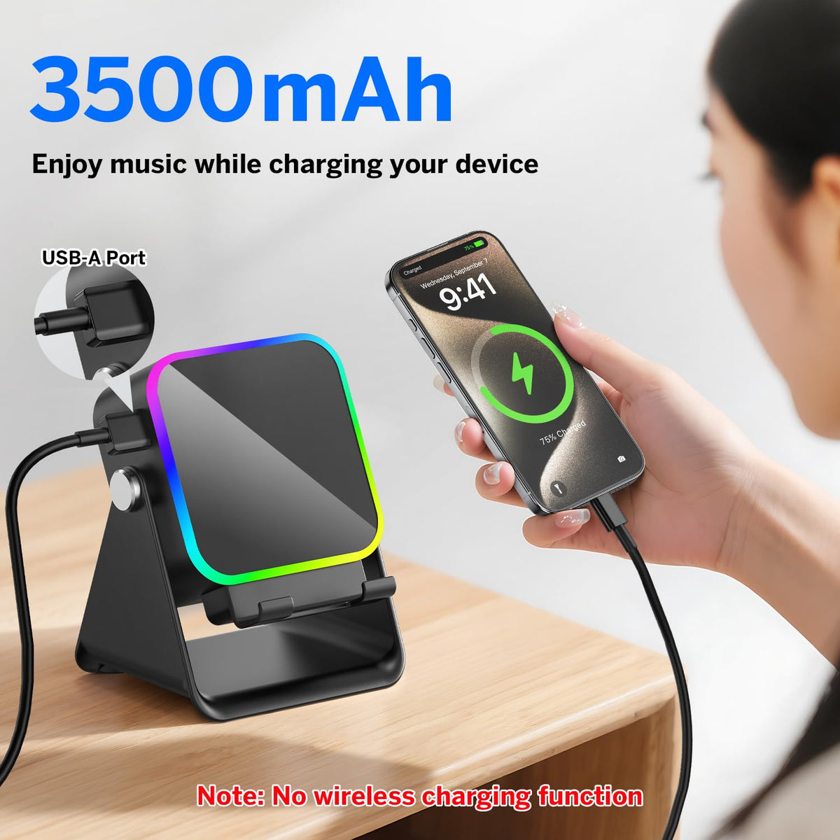 MILOUZ Wireless Induction Speaker 5-in-1 Bluetooth Speaker with Phone Stand