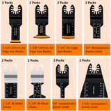 CONNOO 86 Pack Oscillating Saw Blades with Case, Arc Edge Multitool Blades, Oscillating Tool Blade, Bi-Metal for Wood/Metal/Plastic Kits Fit for Ryobi