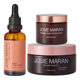 Josie Maran Head-to-Toe Hydration Kit - Whipped Argan Body Butter, Face Butter & Pure Argan Oil - Hydrating Skincare Set for Smooth, Nourished Skin (11.4 oz)
