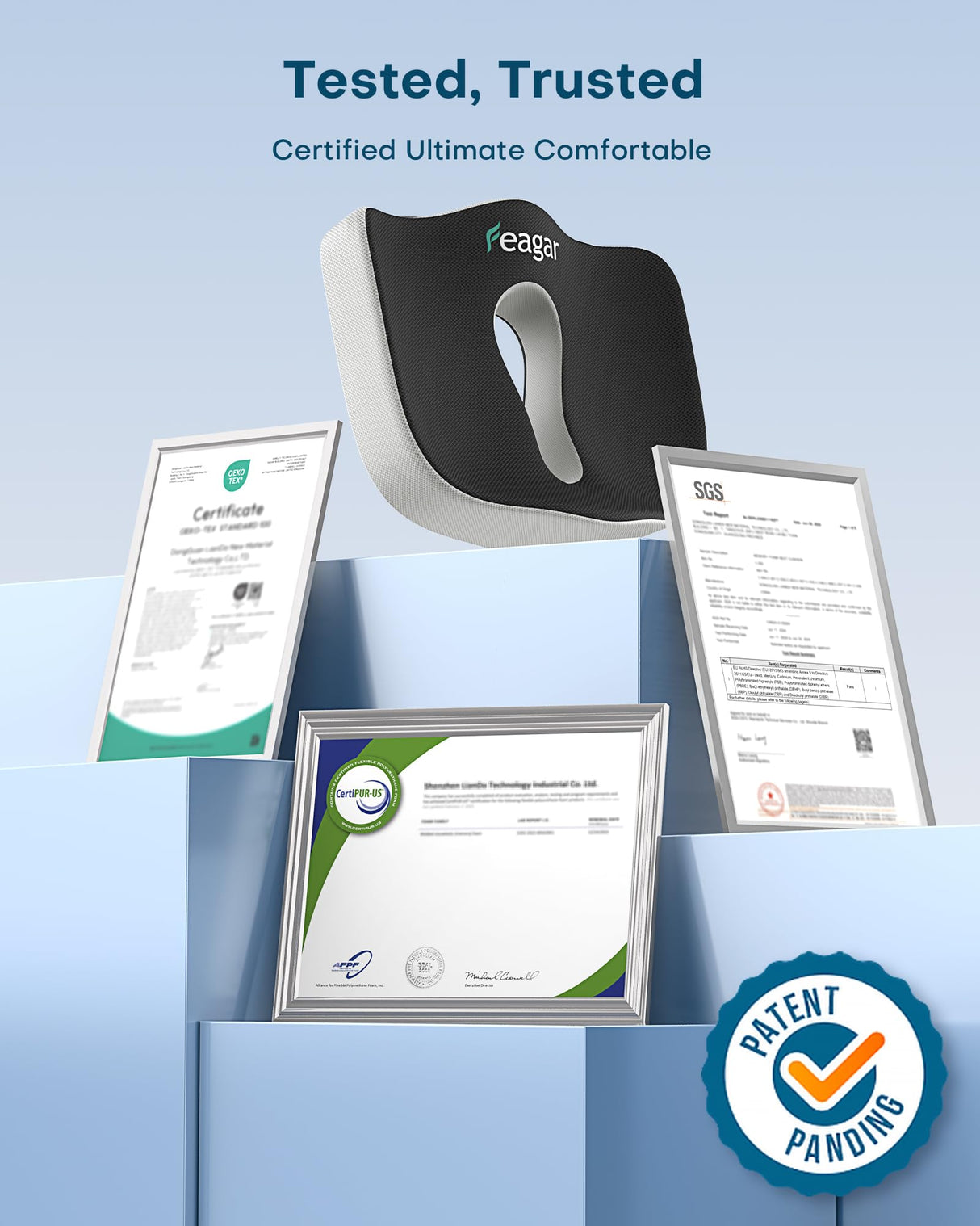 X Large Memory Foam Seat Cushions for Office Chairs Desk,20x18x4.7Inch Thick Office Gaming Chair Cushion Tailbone Pain Relief Mesh Pads Extra Dense Hip Sciatica Car Seat Cushion for Long Sitting Hours