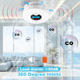 2 Pack Smoke Detector Carbon Monoxide Detector Combo with LED Indicator Lights, LCD Display & 85dB Alarm, Battery-Operated Smoke Alarm and CO Detector for Home, Kitchen, Basement, Bedroom, Office