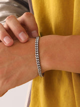 Stainless Steel Cuban Chain Bracelets for Men 5MM Silver Bracelet 7.5 Inch