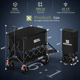 HIKEMOON Double Decker Collapsible Wagon with Extended Tailgate, Black