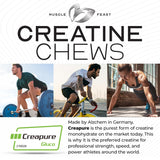 Muscle Feast Vegan Creatine Monohydrate, Gluten-Free Creapure Chews, Lemon Lime, 360 Tabs