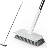 Floor Scrubber, Stainless Steel Wire Scrub Brush with Long Handle, Sturdy, Durable, and Corrosion-Resistant, Outdoor Surface Cleaning for Concrete Patios, Deck, Garden, Garage