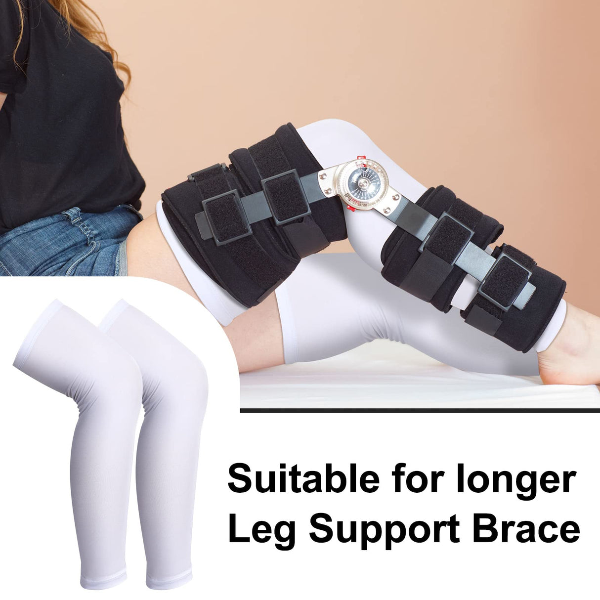 Sosation 8 Pcs Knee Brace Undersleeve Knee Sleeve for Under Brace Closed Patella Compression Breathable Leg Sleeves for Men Women Thigh Shin Support for Sports Protector(Large)