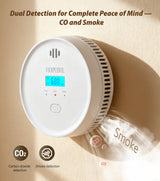 Smoke and Carbon Monoxide Detector with Digital Display, 10-Year Lifespan with Replaceable Lithium Battery, Photoelectric Fire Alarm and Electrochemical CO Alarm with Test/Silence Button, 2 Pack