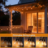 50(40+10)FT Outdoor String Lights, 15m Waterproof Remote LED Patio Lights with 19+1 S11 Bulbs 10FT Extension Cable, Dimmable Outside Hanging Lights for House, Porch,Yard,Garden,Bistro, Gazebo lighting