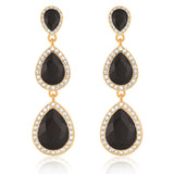 Black Earrings for Women, Vintage Rhinestone Teardrop Statement Earrings