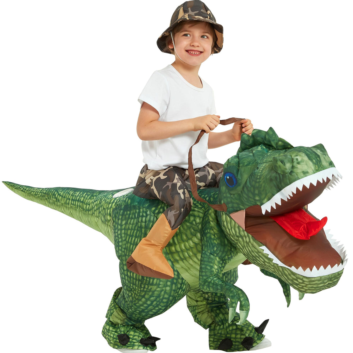 Inflatable Dinosaur Costume for Kids,Blow Up Halloween T Rex Suit (4-6Yrs)