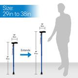 RMS Walking Cane - Adjustable Walking Stick - Lightweight Aluminum Offset Cane with Ergonomic Handle and Wrist Strap - Ideal Daily Living Aid for Limited Mobility (Blue)
