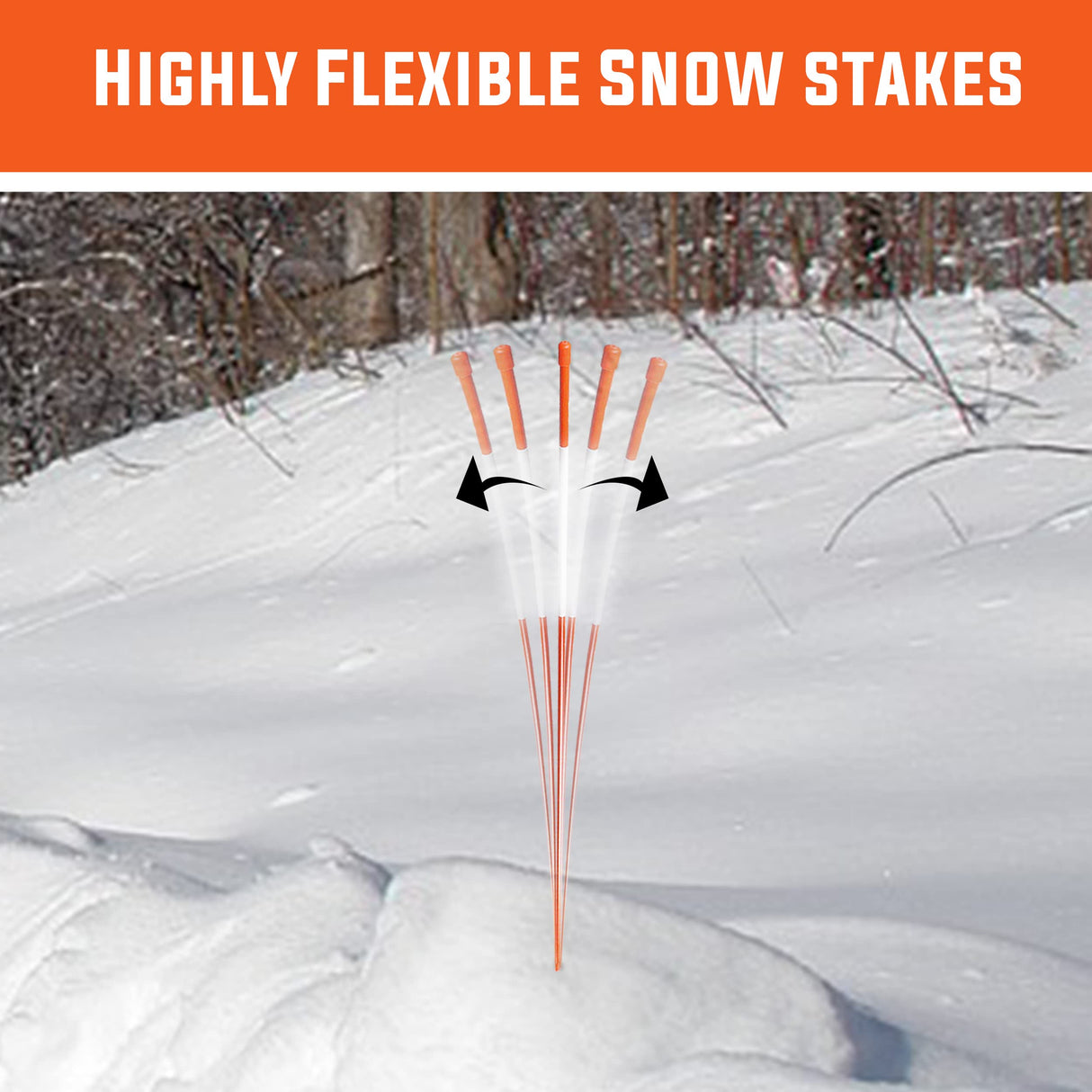 20 Pack - 72" x 5/16" Driveway Markers, Snow Stakes, Plow Stakes- Includes 12" Install Bit - Orange Reflective Fiberglass 6' (20)