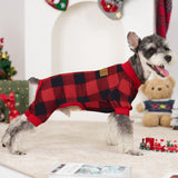 XPUDAC 4 Pack Dog Pajamas for Small Dogs Cats Plaid Doggie Clothes Puppy Onesies Christmas Pajamas Jumpsuits Pet Pjs Shirt Apparel Medium, Red Green Beige Grey