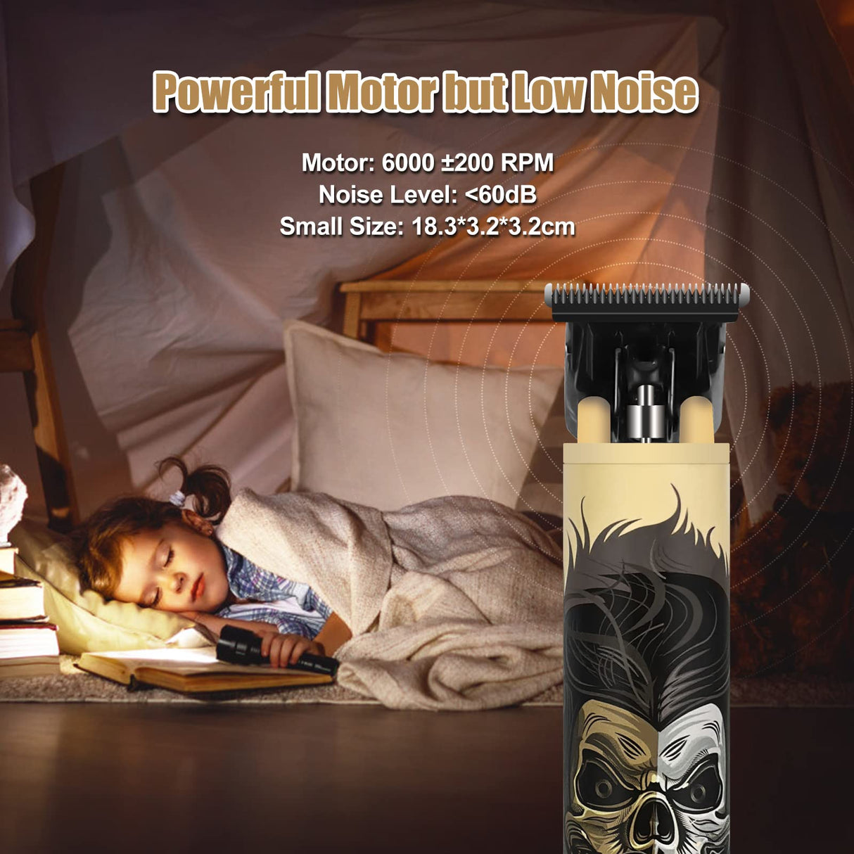 BESTBOMG Hair Clippers & Trimmer Ceramic T-Blade Cordless Haircut Sets Rechargeable with 10 Guide Combs & for Men/Father/Husband/Boyfriend