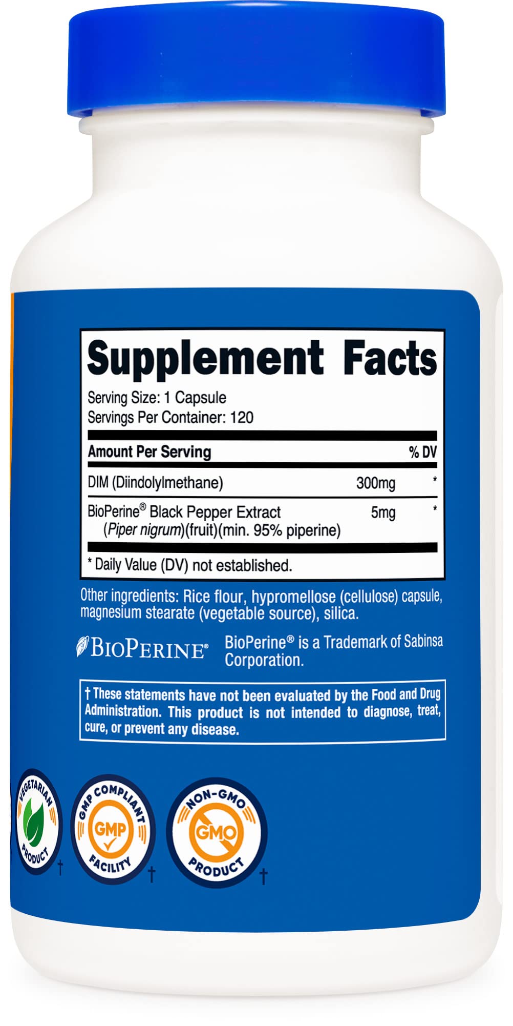 Nutricost DIM (Diindolylmethane) 300mg, 120 Capsules with BioPerine (2 Bottles)