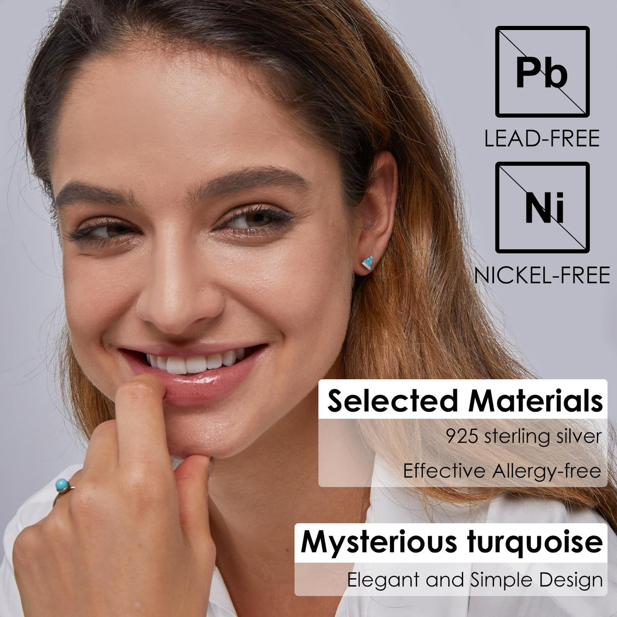 Michooyel Turquoise Stud Earrings for Women 925 Sterling Silver and Handmade Earrings Simple Jewelry Triangle Cut Earring