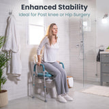 PELEGON Raised Toilet Seat with Handles (400lb) - Adjustable 3 in 1 Commode Chair for Toilet with Arms, Toilet Riser with Handles, Bedside Commode Chair, Handicap Toilet Seat for Elderly (Teal)