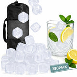 380 Pack Reusable Ice Cubes for Drinks, BPA-Free Plastic Ice Cubes, Refreezable & Washable Ice Cubes Reusable Without Diluting for Whiskey, Coffee, Parties, Camping & Ice Bath