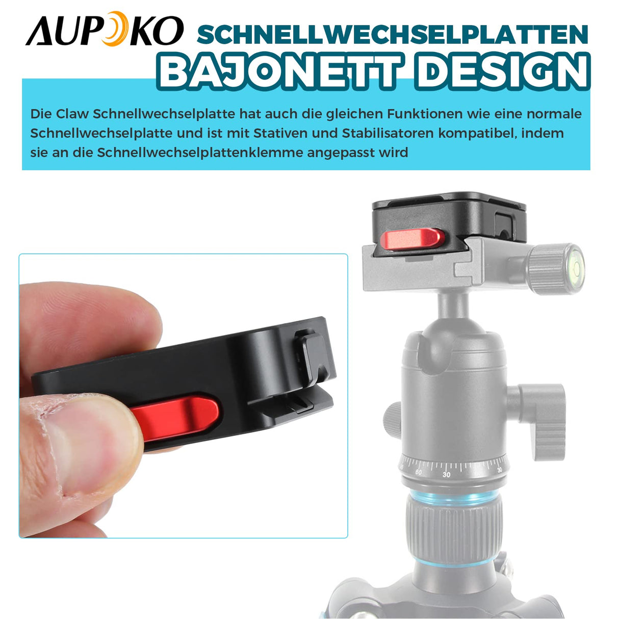 Aupoko Quick Release Plate 1/4" to 3/8" Compatible with Arca Swiss, Cl01 Claw Quick Release Plate with 2 Buttons for DSLR/Micro SLR/Digital Camera/Stabiliser/Tripods