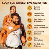 Tanning Gummies with Astaxanthin for Women and Men | Sunless Tanning Supplement with Beta Carotene, Lycopene, Collagen & Vitamins | Skin Radiance & Hydration | Vegan & Sugar Free - 60 Count