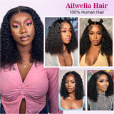 Ailwelia Deep Wave Bob Wig Human Hair 200% Density 5x5 Hd Lace Closure Wigs Human Hair Bob Wigs For Black Women Wear And Go Glueless Curly Bob Wig Deep Wave Wig 14 Inch