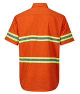 Ousafeve Class 3 Orange Hi Vis Button Up Safety Work Shirts for Men Reflective (Large, Orange_Short)