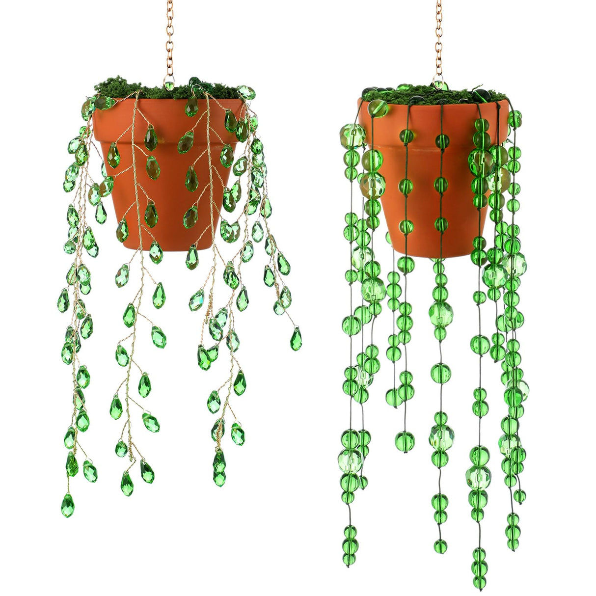 Suncalla 2pcs Beaded Plant Gifts for Plant Lovers Beaded Succulent Plants Sun Catcher Glass Leaf Beads Suncatcher for Window Hanging with Chain Bead Plants Crystal Sun Catchers Home (Classic Style)
