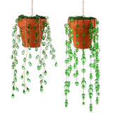 Suncalla 2pcs Beaded Plant Gifts for Plant Lovers Beaded Succulent Plants Sun Catcher Glass Leaf Beads Suncatcher for Window Hanging with Chain Bead Plants Crystal Sun Catchers Home (Classic Style)