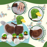 7 in 1 Mallard Duck Stuffed Animals Duck Plush Toys, 12" Zipper Mommy Stuffed Ducks with 4 Baby Ducks Ducklings Toy Eggs Plushies Pillow for Kids Birthday Christmas Surprise Gifts Farm Party Decors