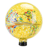 VCUTEKA Gazing Ball, Glass Gazing Balls Sphere for Garden Lawn Outdoor Ornament Yard Decorative, Yellow Swirl, 10"