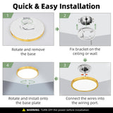 hykolity 12 Inch Selectable CCT LED Round Flat Panel Light, 24W 3000K/4000K/5000K, Edge-Lit Flush Mount Ceiling Light Fixture for Kitchen, Bedroom, Laundry and Closet Room，Gold