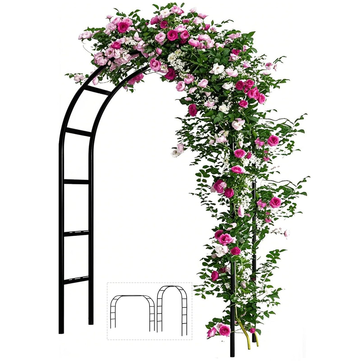 Adorox 7.8ft Garden Arch Trellis for Climbing Plants, Metal Arch Frame, Pumpkin Archway Outdoor Garden Arbors and Arches for Halloween Christmas Birthday Party Baby Shower Decoration(Black)