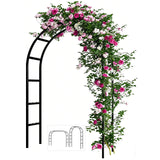 Adorox 7.8ft Garden Arch Trellis for Climbing Plants, Metal Arch Frame, Pumpkin Archway Outdoor Garden Arbors and Arches for Halloween Christmas Birthday Party Baby Shower Decoration(Black)