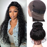 Ebarly Hidden Strap Water Wave 360 Glueless Wigs Human Hair Pre Plucked Pre bleached Human Hair Wig With Drawstring 180 Density Wet and Wavy HD Full Lace Front Wigs Human Hair 28 inch