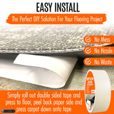 All Flooring Now Carpet Tile Tape Double Sided 2in x 90ft - Heavy Duty Reinforced Web Mesh & Residue Free - Indoor Outdoor for Carpet Tiles, Hardwood, Vinyl, Rugs, Carpet, Rubber, Turf & Mat Gripper