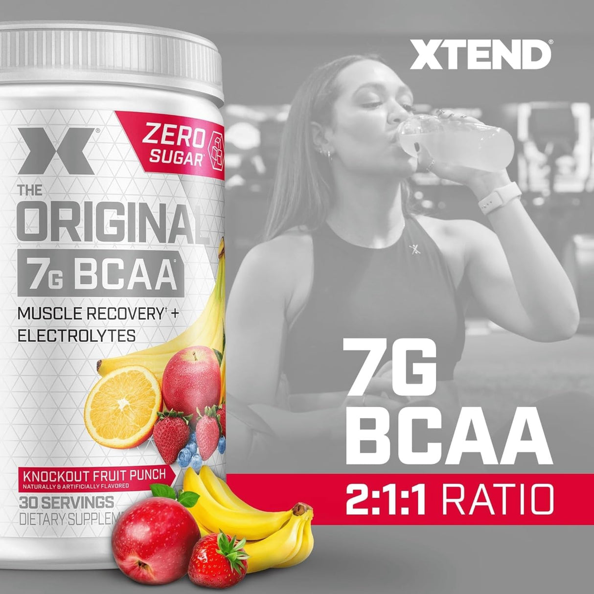 Xtend Original BCAA Powder 7g BCAA and 2.5g L-Glutamine, Sugar Free Post Workout Muscle Recovery Drink with Amino Acids for Men & Women, 30 Servings