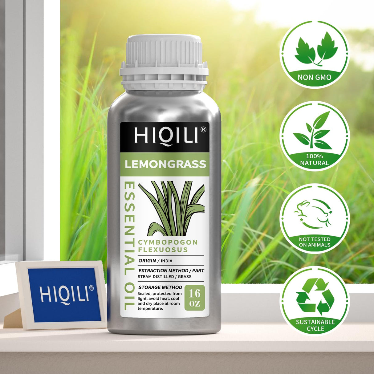 HIQILI 16 Fl Oz Lemongrass Essential Oil, 100% Pure Natural Undiluted for Diffuser, Hair