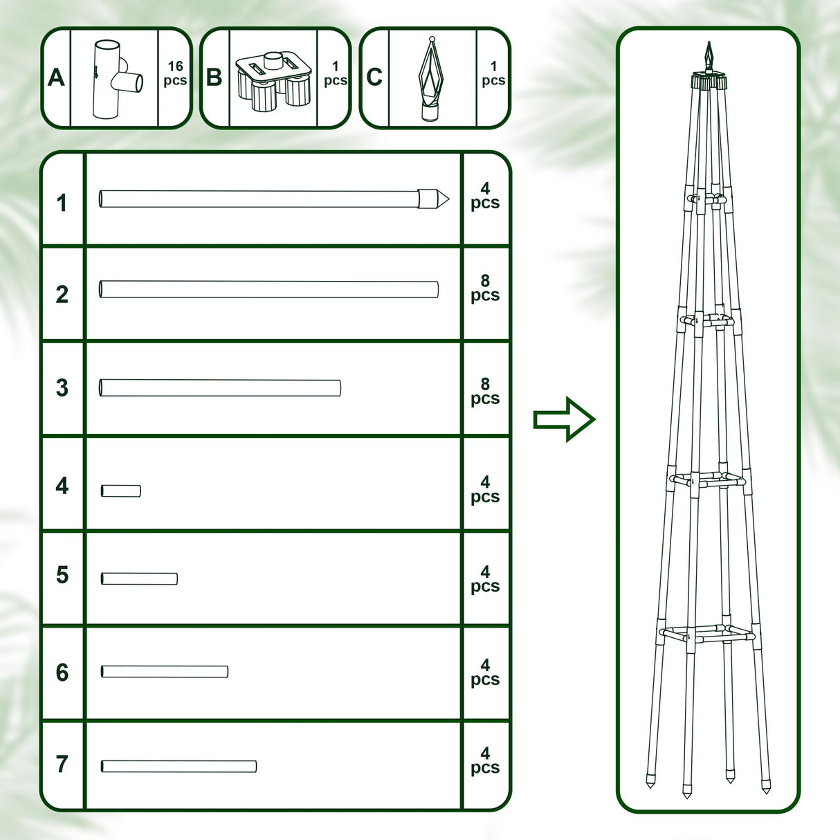 Hsundries 6FT Obelisk Trellis for Climbing Plants Outdoor, 16mm Rust-Proof Extra Thickened Plastic-Coated Metal Pipes, Indoor Climbing Support for Potted Plants, Vines, Flowers Stands,Black