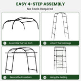 Heavy Duty Garden Arch Trellis for Climbing Plants, 20mm Thick Rustproof Metal Frame, Easy Assembly No Tools, 7.2ft Tall Vine Support with Netting & Gloves for Cucumbers Beans Roses